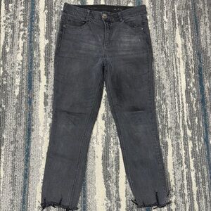 Size 10 Recreation Distressed Bottom Skinny Gray Jeans